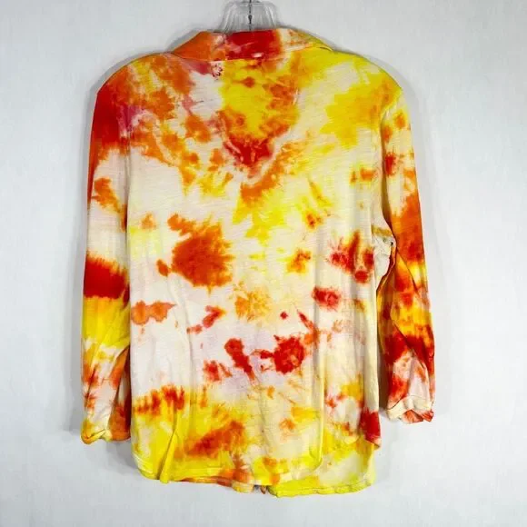 AJ Andrea Jovine XL Top Sunrise Sensations Tie Dye Orange‎ Yellow Handmade 1328 - Picture 2 of 11
